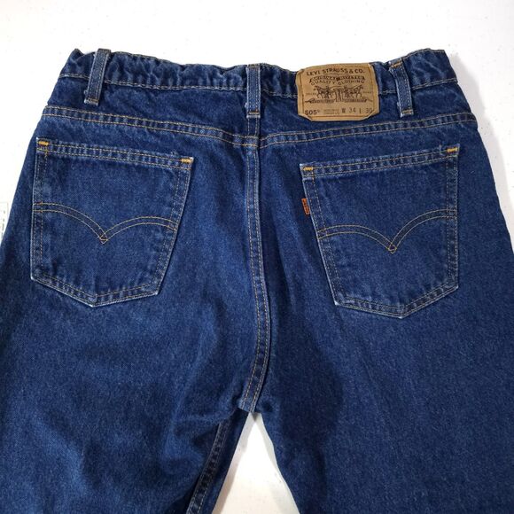Levis 505 Orange Tab Jeans 34x30 VTG Mens USA Dark Wash Straight Dressy Western - Picture 16 of 16